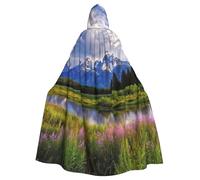 STVYUKL Grand Teton National Park Halloween Hooded Cape Adult Full Length Cape Cloak Halloween Christmas Cosplay Costume For Men And Women