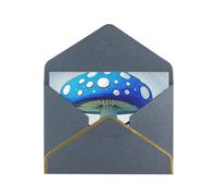 STVYUKL Greeting Card with Black Envelopes, Thinking of You Card Cartoon Blue Mushroom Happy Birthday Wedding Invitation Blank Note Cards for All Occasions 4x6
