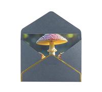 STVYUKL Greeting Card with Black Envelopes, Thinking of You Card Colorful Mushroom Image Happy Birthday Wedding Invitation Blank Note Cards for All Occasions 4x6