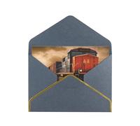 STVYUKL Greeting Card with Black Envelopes, Thinking of You Card Freight Train Happy Birthday Wedding Invitation Blank Note Cards for All Occasions 4x6