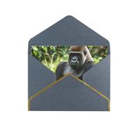 STVYUKL Greeting Card with Black Envelopes, Thinking of You Card Gorilla in the Grass Happy Birthday Wedding Invitation Blank Note Cards for All Occasions 4x6