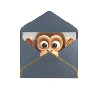 STVYUKL Greeting Card with Black Envelopes, Thinking of You Card The silent monkey Happy Birthday Wedding Invitation Blank Note Cards for All Occasions 4x6