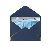 STVYUKL Greeting Card with Blue Envelopes, Thinking of You Card Penguins On The Iceberg Happy Birthday Wedding Invitation Blank Note Cards for All Occasions 4x6