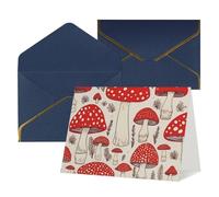 STVYUKL Greeting Card with Blue Envelopes, Thinking of You Card Red White Mushroom Happy Birthday Wedding Invitation Blank Note Cards for All Occasions 4x6