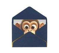 STVYUKL Greeting Card with Blue Envelopes, Thinking of You Card The silent monkey Happy Birthday Wedding Invitation Blank Note Cards for All Occasions 4x6