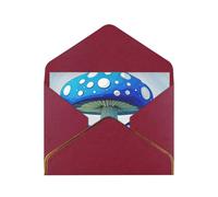 STVYUKL Greeting Card with Dark Red Envelopes, Thinking of You Card Cartoon Blue Mushroom Happy Birthday Wedding Invitation Blank Note Cards for All Occasions 4x6