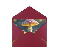 STVYUKL Greeting Card with Dark Red Envelopes, Thinking of You Card Colorful Mushroom Image Happy Birthday Wedding Invitation Blank Note Cards for All Occasions 4x6