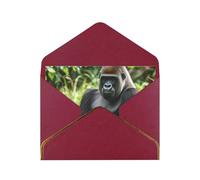 STVYUKL Greeting Card with Dark Red Envelopes, Thinking of You Card Gorilla in the Grass Happy Birthday Wedding Invitation Blank Note Cards for All Occasions 4x6