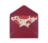 STVYUKL Greeting Card with Dark Red Envelopes, Thinking of You Card Red White Mushroom Happy Birthday Wedding Invitation Blank Note Cards for All Occasions 4x6