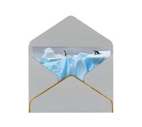 STVYUKL Greeting Card with Light Grey Envelopes, Thinking of You Card Penguins On The Iceberg Happy Birthday Wedding Invitation Blank Note Cards for All Occasions 4x6