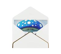 STVYUKL Greeting Card with White Envelopes, Thinking of You Card Cartoon Blue Mushroom Happy Birthday Wedding Invitation Blank Note Cards for All Occasions 4x6