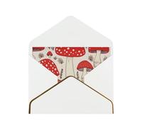STVYUKL Greeting Card with White Envelopes, Thinking of You Card Red White Mushroom Happy Birthday Wedding Invitation Blank Note Cards for All Occasions 4x6