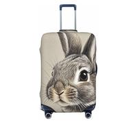 STVYUKL Hand Drawn Rabbit (2) Luggage Cover Personalized Elastic Washable Suitcase Cover Luggage Protector Auti-Scratch Suitcase Case Protector Fits 18-32 Inch Luggage, Black, L