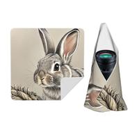 STVYUKL Hand Drawn Rabbit Camera Protective Wrap Anti-Scratch Dustproof Lens Protector Wrapper Magic Self-Adhesive Cloth Portable Lazy Makeup Bag For Dlsr Slr Lens Tablet 24"" X24