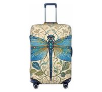 STVYUKL Hand Painted Blue Dragonfly (2) Luggage Cover Personalized Elastic Washable Suitcase Cover Luggage Protector Auti-Scratch Suitcase Case Protector Fits 18-32 Inch Luggage, Black, M