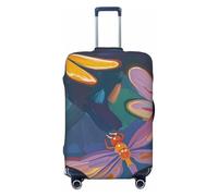 STVYUKL Hand Painted Dragonfly Luggage Cover Personalized Elastic Washable Suitcase Cover Luggage Protector Auti-Scratch Suitcase Case Protector Fits 18-32 Inch Luggage, Black, M