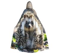 STVYUKL Hedgehog Sitting On Top Halloween Hooded Cape Adult Full Length Cape Cloak Halloween Christmas Cosplay Costume For Men And Women