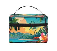 STVYUKL Hello Hawaii Makeup Bag For Women,Waterproof Portable Travel Cosmetic Bags Large Capacity Toiletry Bag Top Handle Zipper Makeup Organizer Case
