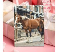 STVYUKL Horse in The Street Building Block Puzzle Personalized Building Bricks for Adults Square Shaped Block Puzzle Building Family Keepsake DIY Brick Block Puzzles Valentine's Day Gifts