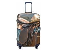 STVYUKL Horse Saddle With A Cowboy Hat (2) Luggage Cover Personalized Elastic Washable Suitcase Cover Luggage Protector Auti-Scratch Suitcase Case Protector Fits 18-32 Inch Luggage, Black, M