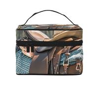STVYUKL Horse Saddle With A Cowboy Hat Makeup Bag For Women,Waterproof Portable Travel Cosmetic Bags Large Capacity Toiletry Bag Top Handle Zipper Makeup Organizer Case