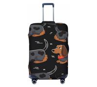 STVYUKL I Love My Dog Dachshunds Luggage Cover Personalized Elastic Washable Suitcase Cover Luggage Protector Auti-Scratch Suitcase Case Protector Fits 18-32 Inch Luggage, Black, S
