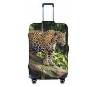 STVYUKL Jaguar Cat On Tree Trunk Waterfall Luggage Cover Personalized Elastic Washable Suitcase Cover Luggage Protector Auti-Scratch Suitcase Case Protector Fits 18-32 Inch Luggage, Black, S