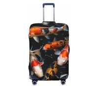 STVYUKL Japan Fancy Koi Carp Fishes Luggage Cover Personalized Elastic Washable Suitcase Cover Luggage Protector Auti-Scratch Suitcase Case Protector Fits 18-32 Inch Luggage, Black, M
