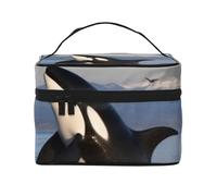 STVYUKL Killer Whale Makeup Bag For Women,Waterproof Portable Travel Cosmetic Bags Large Capacity Toiletry Bag Top Handle Zipper Makeup Organizer Case