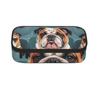 STVYUKL Large Capacity Pencil Case With Zipper Funny English Bulldog Pencil Pouch Portable Pen Bag Organizer Waterproof Cosmetic Makeup Bag For Women Men