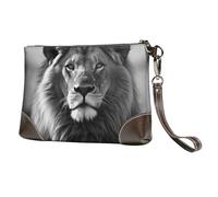 STVYUKL Leather Wristlet Wallet Clutch Purses For Women Small Wallet Purses Clutch Handbags African Lion Black And White Zipper Purse For Ladies Women Gifts