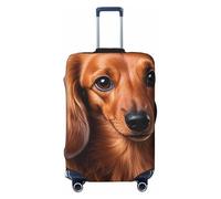 STVYUKL Long Haired Dachshund Luggage Cover Personalized Elastic Washable Suitcase Cover Luggage Protector Auti-Scratch Suitcase Case Protector Fits 18-32 Inch Luggage, Black, XL