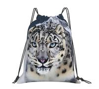 STVYUKL Lovely Maltese Dog Drawstring Backpack Lightweight Sports Gym Sack Drawstring Bags Cinch Bag Sackpack For Work Gym Swim Travel, Blue Eyed Snow Leopard, One Size