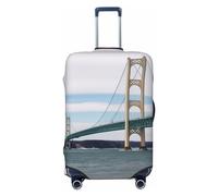 STVYUKL Mackinac Suspension Bridge Luggage Cover Personalized Elastic Washable Suitcase Cover Luggage Protector Auti-Scratch Suitcase Case Protector Fits 18-32 Inch Luggage, Black, L