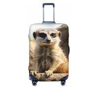 STVYUKL Meerkat Animal Luggage Cover Personalized Elastic Washable Suitcase Cover Luggage Protector Auti-Scratch Suitcase Case Protector Fits 18-32 Inch Luggage, Black, S