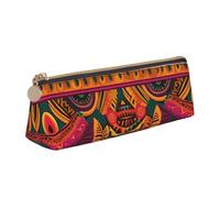 STVYUKL Mexican Folk Art Boho Pencil Case Holder,Stylish Pencil Pouch Slim Pen Bag With Zipper,Leather Cosmetic Makeup Pouch Bag For Work Office