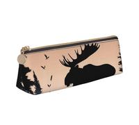 STVYUKL Moose Mountain Pine Tree Wilderness Pencil Case Holder,Stylish Pencil Pouch Slim Pen Bag With Zipper,Leather Cosmetic Makeup Pouch Bag For Work Office