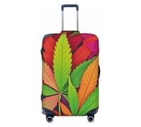 STVYUKL Multicolor Leaf Weed Art Luggage Cover Personalized Elastic Washable Suitcase Cover Luggage Protector Auti-Scratch Suitcase Case Protector Fits 18-32 Inch Luggage, Black, M
