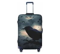 STVYUKL Night Crow Luggage Cover Personalized Elastic Washable Suitcase Cover Luggage Protector Auti-Scratch Suitcase Case Protector Fits 18-32 Inch Luggage, Black, L