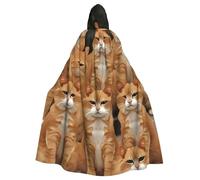 STVYUKL Orange Cats Halloween Hooded Cape Adult Full Length Cape Cloak Halloween Christmas Cosplay Costume For Men And Women