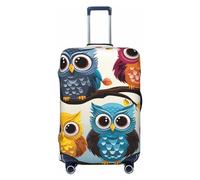 STVYUKL Owls On Tree Branches Luggage Cover Personalized Elastic Washable Suitcase Cover Luggage Protector Auti-Scratch Suitcase Case Protector Fits 18-32 Inch Luggage, Black, M