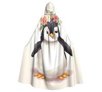 STVYUKL Penguin Wearing Flowers Halloween Hooded Cape Adult Full Length Cape Cloak Halloween Christmas Cosplay Costume For Men And Women