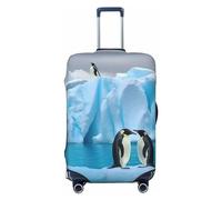 STVYUKL Penguins On The Iceberg Luggage Cover Personalized Elastic Washable Suitcase Cover Luggage Protector Auti-Scratch Suitcase Case Protector Fits 18-32 Inch Luggage, Black, M