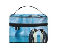 STVYUKL Penguins On The Iceberg Makeup Bag For Women,Waterproof Portable Travel Cosmetic Bags Large Capacity Toiletry Bag Top Handle Zipper Makeup Organizer Case