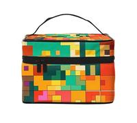 STVYUKL Pixel Art Pattern Makeup Bag For Women,Waterproof Portable Travel Cosmetic Bags Large Capacity Toiletry Bag Top Handle Zipper Makeup Organizer Case