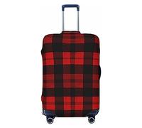 STVYUKL Plaid Red And Black Luggage Cover Personalized Elastic Washable Suitcase Cover Luggage Protector Auti-Scratch Suitcase Case Protector Fits 18-32 Inch Luggage, Black, S