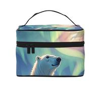 STVYUKL Polar Bears & Northern Lights Makeup Bag For Women,Waterproof Portable Travel Cosmetic Bags Large Capacity Toiletry Bag Top Handle Zipper Makeup Organizer Case