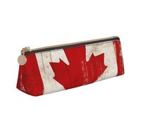 STVYUKL Retro Canada Flag Pencil Case Holder,Stylish Pencil Pouch Slim Pen Bag With Zipper,Leather Cosmetic Makeup Pouch Bag For Work Office