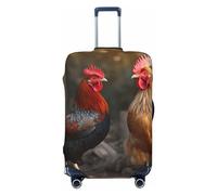 STVYUKL Rooster And Chicken Luggage Cover Personalized Elastic Washable Suitcase Cover Luggage Protector Auti-Scratch Suitcase Case Protector Fits 18-32 Inch Luggage, Black, M