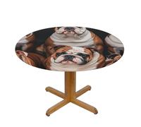 STVYUKL Round Spandex Tablecloth 51 Inch, Elastic Fitted Waterproof Tablecloths Stretch Washable Picnic Table Cover for Camping, Dining, Indoor and Outdoor English Bulldogs Table Cloth
